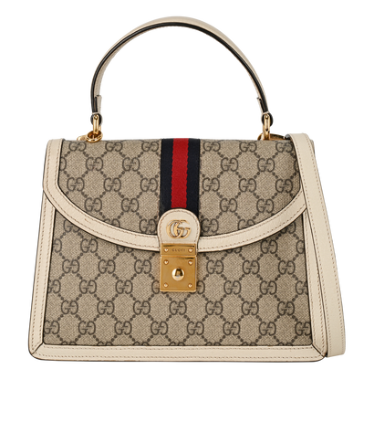 Small Ophidia Top Handle, &pound;1,100, Handbags, Beige, Canvas, Front view